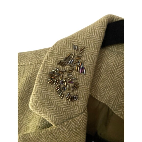 Vintage Y2K Old Navy Herringbone Wool Blazer Size S Fitted Short Academia Preppy - Picture 5 of 16